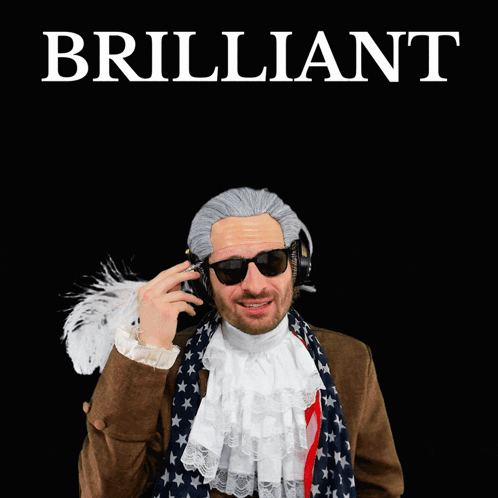 A Man With A Light Bulb And The Word Brilliant On The Bottom GIF