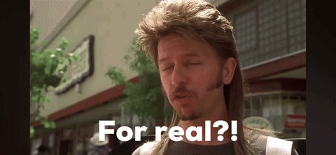 A Man With A Mullet Says " For Real " In Front Of A Building GIF