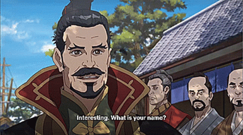 A Man With A Mustache And A Ponytail Says " Interesting What Is Your Name ? " GIF