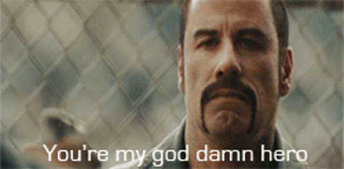 A Man With A Mustache And Beard Says You 'Re My God Damn Hero GIF