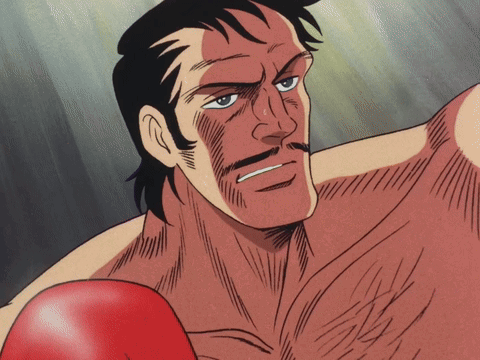 Man With Mustache And Red Boxing Gloves GIF