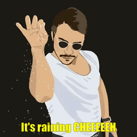 A Man With A Mustache And Sunglasses Says It 'S Raining Cheeeeeh GIF