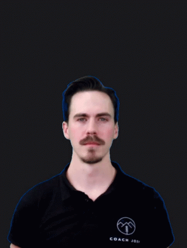 A Man With A Mustache Has A Blue Outline Around His Face GIF
