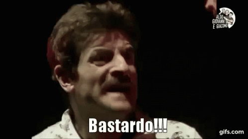 A Man With A Mustache Is Making A Funny Face And Saying Bastard ! GIF