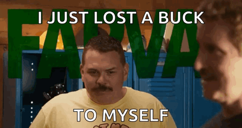 A Man With A Mustache Is Standing In Front Of A Sign That Says Farm GIF