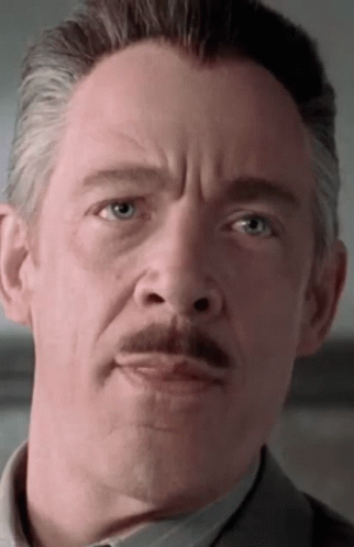 A Man With A Mustache Looks At The Camera GIF