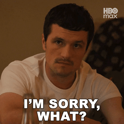 A Man With A Mustache Says I 'M Sorry What On A Screen GIF