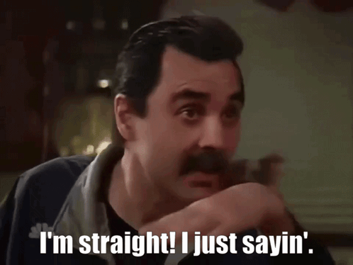 A Man With A Mustache Says " I 'M Straight ! I Just Sayin ' " GIF