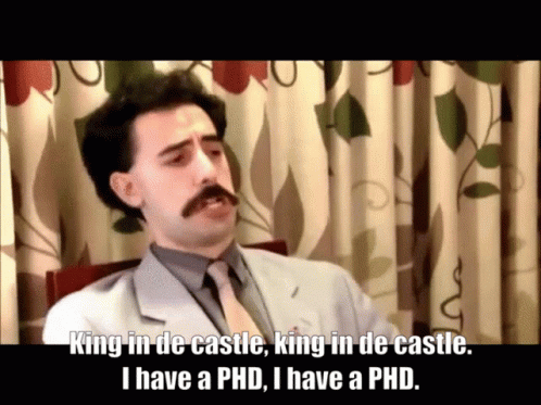 A Man With A Mustache Says " King In De Castle " GIF