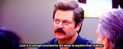 A Man With A Mustache Says Luck Is A Concept Invented By The Weak To Explain Their Failures .. GIF