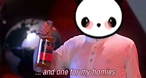 A Man With A Panda Head Is Holding A Bottle Of Tequila And One For My Homies GIF