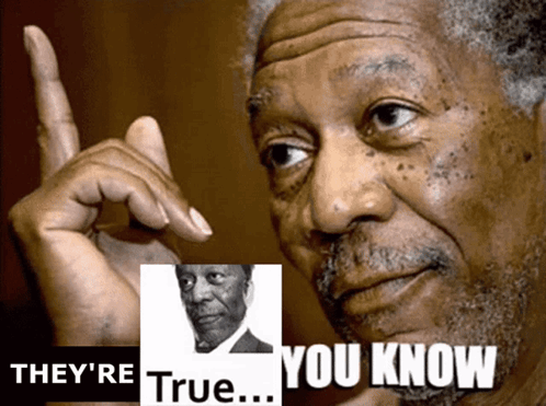 A Man With A Picture Of A Man And The Words " They 'Re True You Know " On The Bottom GIF