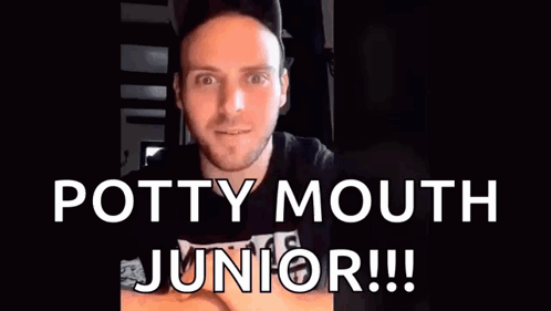 A Man With A Potty Mouth Junior Written On His Face GIF