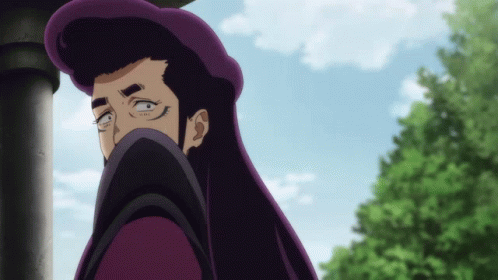 A Man With A Purple Hat Covering His Face With His Hand GIF