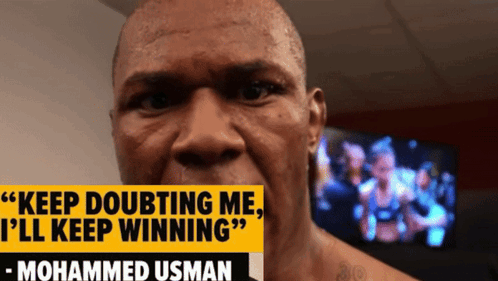 A Man With A Quote From Mohammed Usman On His Face GIF