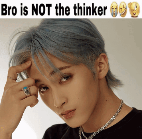 A Man With A Ring On His Finger And The Words Bro Is Not The Thinker Below Him GIF