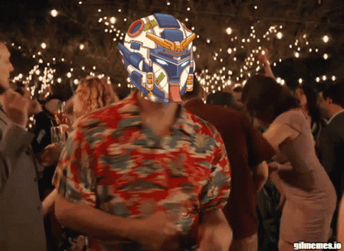 Man With Robot Helmet Dancing GIF
