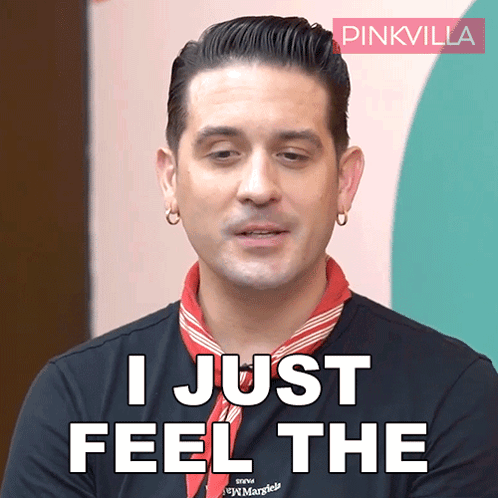 A Man With A Scarf Around His Neck Is Saying I Just Feel The GIF