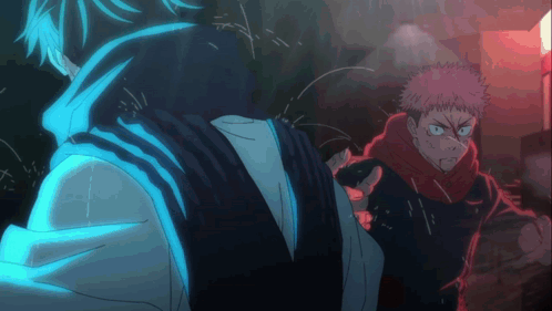 A Man With A Scarf Around His Neck Is Standing Next To Another Man GIF