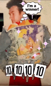 A Man With A Speech Bubble That Says I 'M A Winner On It GIF