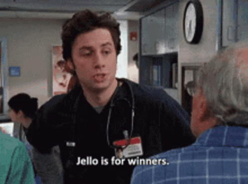 A Man With A Stethoscope Says Jello Is For Winners While Talking To An Older Man GIF