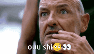 a man with a surprised look on his face and the words ouu shi written on the bottom