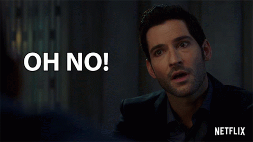 A Man With A Surprised Look On His Face Says " Oh No " In White Letters GIF