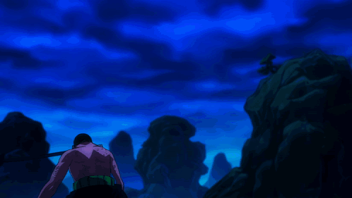 A Man With A Sword Is Standing In Front Of A Glowing Butterfly GIF