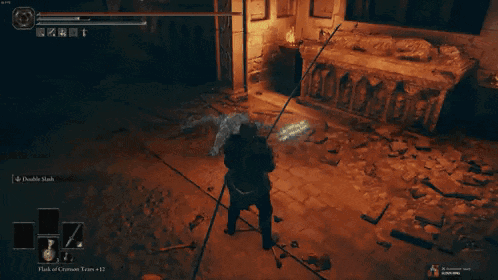 A Man With A Sword Stands In Front Of A Sign That Says " We 'Re So Back " GIF