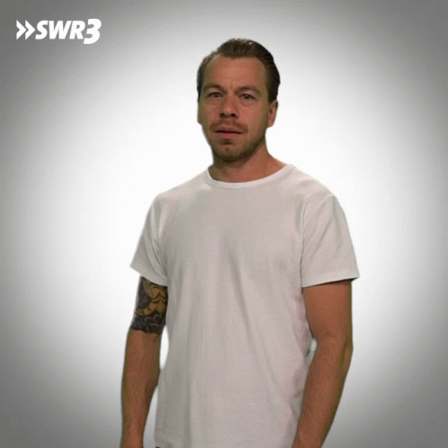 Man With Arm Tattoo Wearing SWR3 T-Shirt GIF