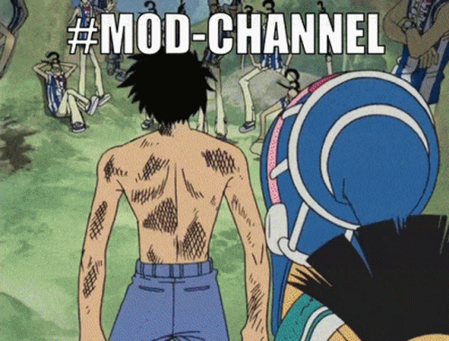 A Man With A Tattoo On His Back Is Standing In Front Of A Group Of People With #Mod-Channel Written Above Him GIF