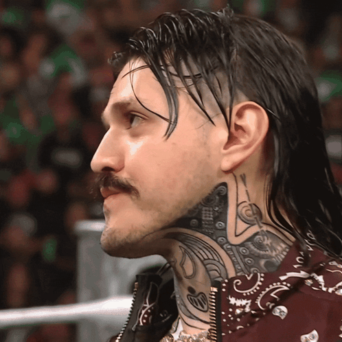 A Man With A Tattoo On His Neck Is Wearing A Red Shirt GIF