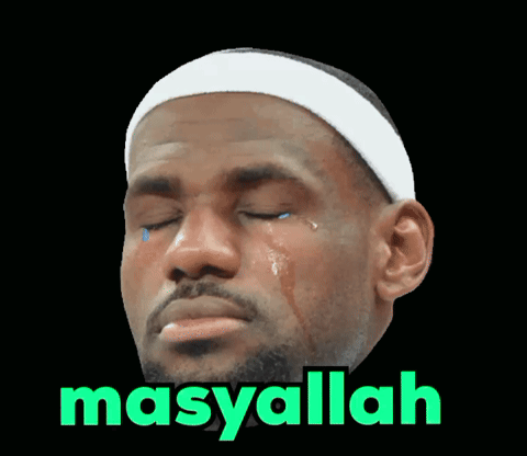 A Man With A White Headband Is Crying And The Word Masyallah Is Written Above Him GIF