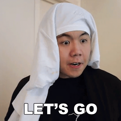 A Man With A White Scarf On His Head And The Words Let 'S Go GIF