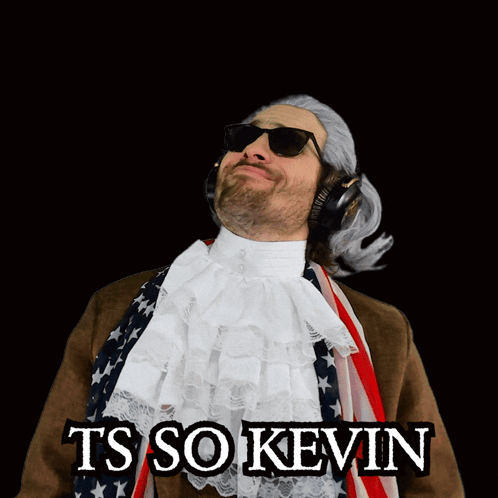 A Man With A Wig And Sunglasses Says Ts So Kevin GIF