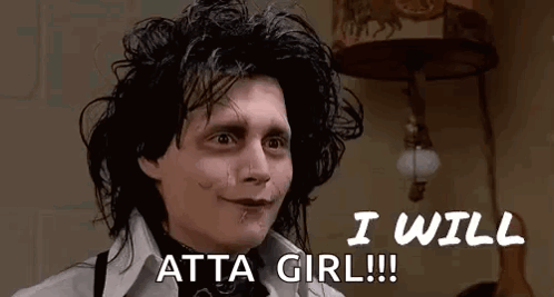 A Man With A Wig On Says `` I Will Atta Girl !!! '' . GIF