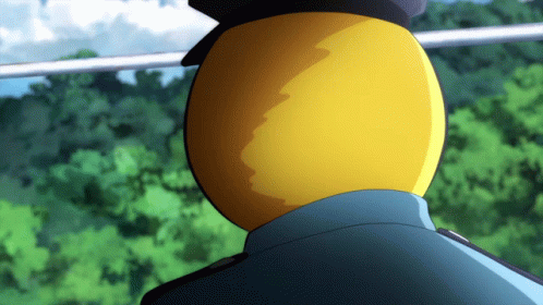 A Man With A Yellow Ball On His Head Is Wearing A Blue Uniform GIF