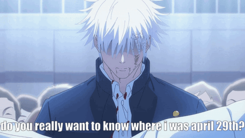 A Man With Blood On His Face And The Words " Do You Really Want To Know Where I Was April 29Th " On The Bottom GIF