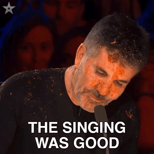 A Man With Blood On His Face And The Words The Singing Was Good Below Him GIF