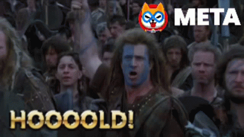 A Man With Blue Paint On His Face Is Screaming In Front Of A Crowd With The Words Hooooold On The Bottom Right GIF