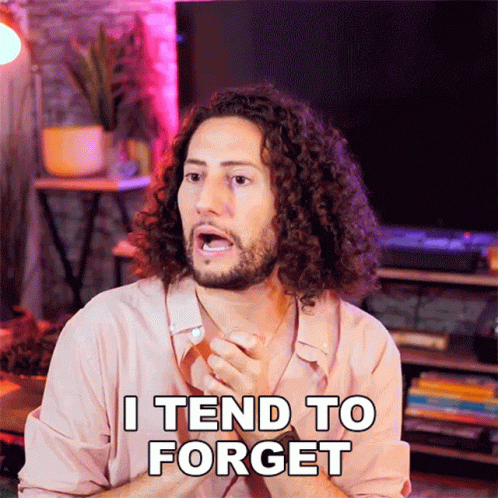 A Man With Curly Hair And A Beard Is Saying I Tend To Forget GIF