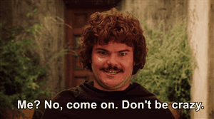A Man With Curly Hair And A Mustache Says Me No Come On Don T Be Crazy GIF