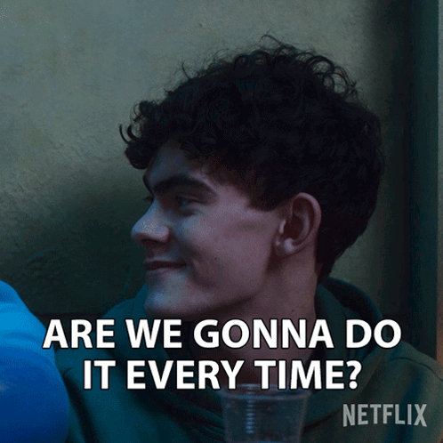 A Man With Curly Hair Is Smiling And Says " Are We Gonna Do It Every Time Netflix " GIF