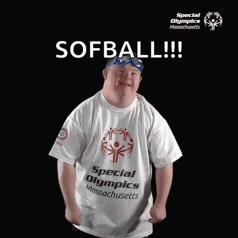 A Man With Down Syndrome Wearing A Special Olympics Massachusetts Shirt GIF