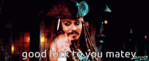 A Man With Dreadlocks And A Pirate Hat Says " Good Luck To You Matey " GIF