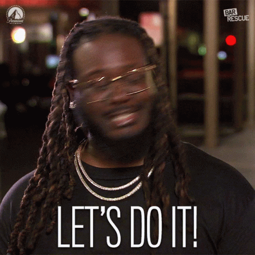 A Man With Dreadlocks And Glasses Says Let 'S Do It In White Letters GIF