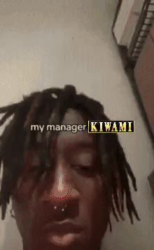 A Man With Dreadlocks Has The Name Kiwami Above His Head GIF