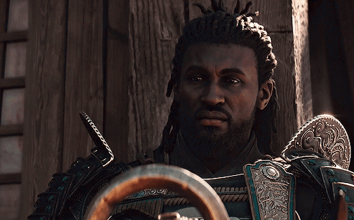 A Man With Dreadlocks Is Looking At Something In A Video Game GIF