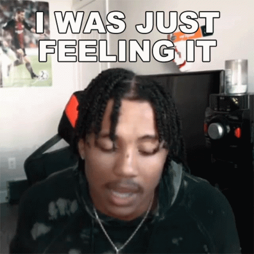 A Man With Dreadlocks Says I Was Just Feeling It In Front Of A Computer GIF