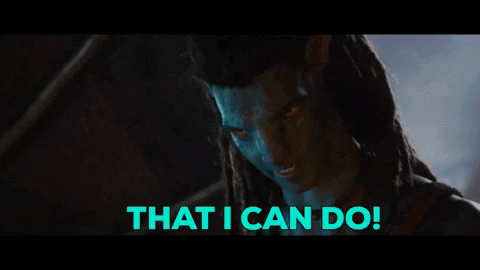 A Man With Dreadlocks Says That I Can Do In Blue Letters GIF